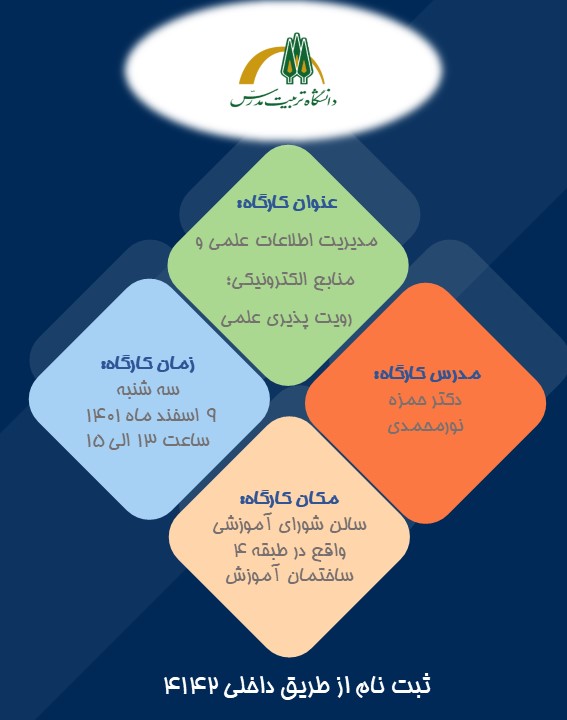 مرکز بالندگی و توانمندسازی اعضای هیات علمی، کارگاه مدیریت اطلاعات علمی و منابع الکترونیکی: رویت پذیری علمی را برگزار می نماید.
